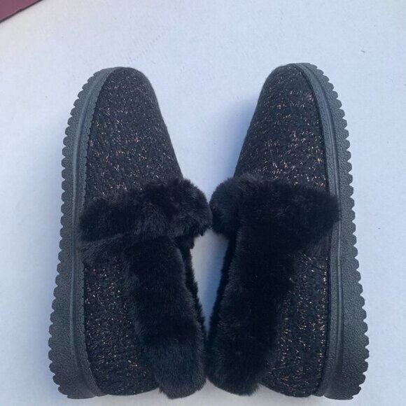 Skechers Womens Cozy Lite Sparkle Knit Slippers - Sweet Walk Sz 6 in Black - Picture 8 of 11